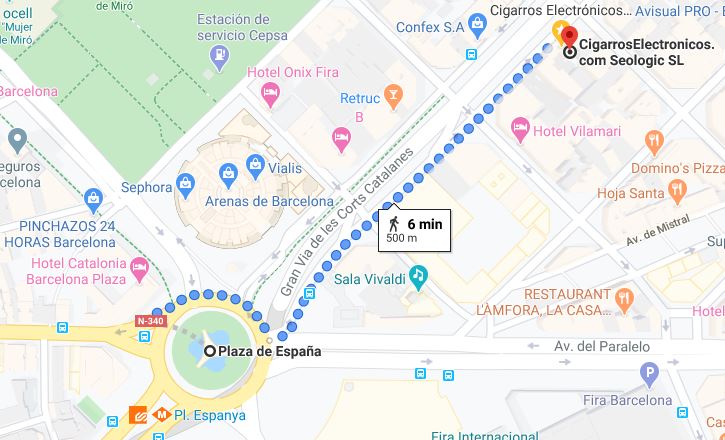 Map of our vape store in Barcelona